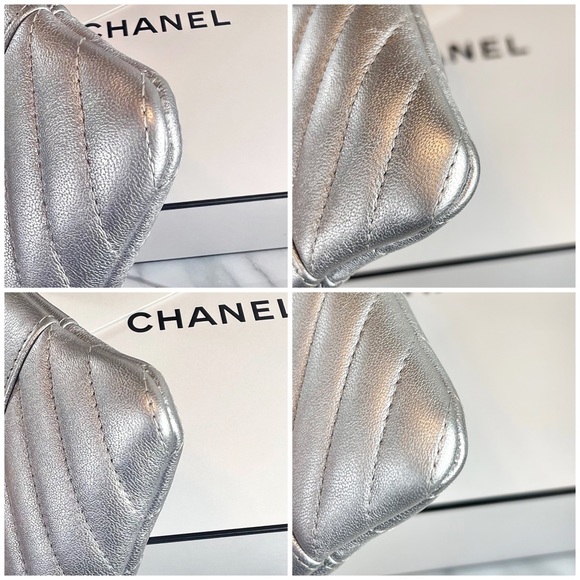 |SOLD| Chanel Chevron Lambskin Leather CC Logo Pouch - Picture 9 of 10